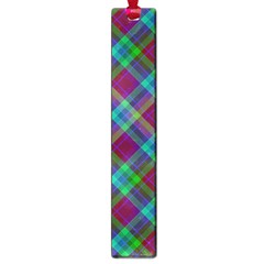 Purple, Green Tartan, Retro Buffalo Plaid Pattern, Classic Tiled Theme Large Book Marks by Casemiro