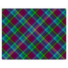 Purple, Green Tartan, Retro Buffalo Plaid Pattern, Classic Tiled Theme Double Sided Flano Blanket (medium)  by Casemiro