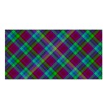 Purple, green tartan, retro buffalo plaid pattern, classic tiled theme Satin Shawl Front