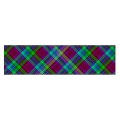 Purple, Green Tartan, Retro Buffalo Plaid Pattern, Classic Tiled Theme Satin Scarf (oblong) by Casemiro