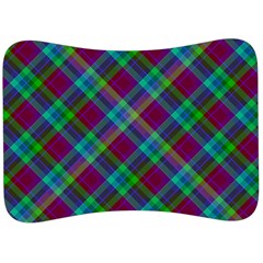 Purple, Green Tartan, Retro Buffalo Plaid Pattern, Classic Tiled Theme Velour Seat Head Rest Cushion by Casemiro