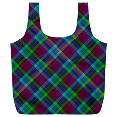 Purple, Green Tartan, Retro Buffalo Plaid Pattern, Classic Tiled Theme Full Print Recycle Bag (xxxl) by Casemiro