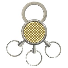 Gold Polka Dots Patterm, Retro Style Dotted Pattern, Classic White Circles 3-ring Key Chain by Casemiro