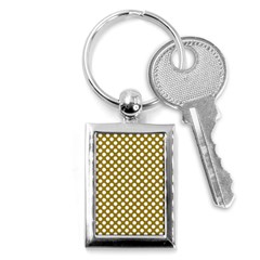 Gold Polka Dots Patterm, Retro Style Dotted Pattern, Classic White Circles Key Chain (rectangle) by Casemiro