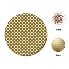 Gold Polka Dots Patterm, Retro Style Dotted Pattern, Classic White Circles Playing Cards Single Design (round) by Casemiro