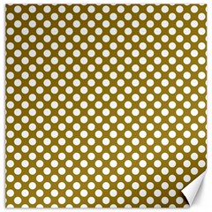 Gold Polka Dots Patterm, Retro Style Dotted Pattern, Classic White Circles Canvas 16  X 16  by Casemiro