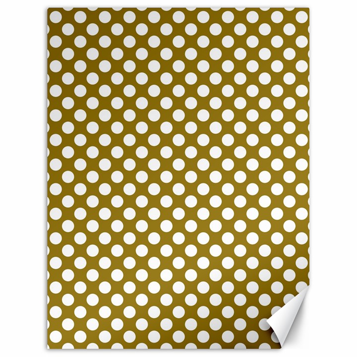 Gold polka dots patterm, retro style dotted pattern, classic white circles Canvas 18  x 24 