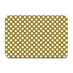 Gold Polka Dots Patterm, Retro Style Dotted Pattern, Classic White Circles Plate Mats by Casemiro