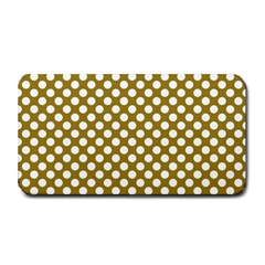 Gold Polka Dots Patterm, Retro Style Dotted Pattern, Classic White Circles Medium Bar Mats by Casemiro