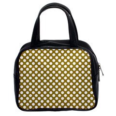 Gold Polka Dots Patterm, Retro Style Dotted Pattern, Classic White Circles Classic Handbag (two Sides) by Casemiro