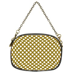 Gold Polka Dots Patterm, Retro Style Dotted Pattern, Classic White Circles Chain Purse (one Side) by Casemiro