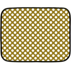 Gold Polka Dots Patterm, Retro Style Dotted Pattern, Classic White Circles Fleece Blanket (mini) by Casemiro