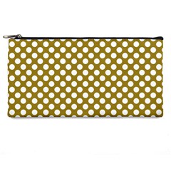 Gold Polka Dots Patterm, Retro Style Dotted Pattern, Classic White Circles Pencil Case by Casemiro