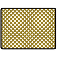 Gold Polka Dots Patterm, Retro Style Dotted Pattern, Classic White Circles Fleece Blanket (large)  by Casemiro