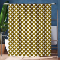 Gold Polka Dots Patterm, Retro Style Dotted Pattern, Classic White Circles Shower Curtain 60  X 72  (medium)  by Casemiro