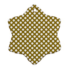 Gold Polka Dots Patterm, Retro Style Dotted Pattern, Classic White Circles Ornament (snowflake)