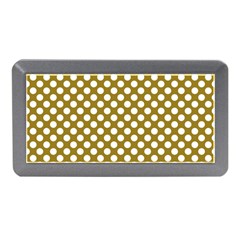 Gold Polka Dots Patterm, Retro Style Dotted Pattern, Classic White Circles Memory Card Reader (mini) by Casemiro