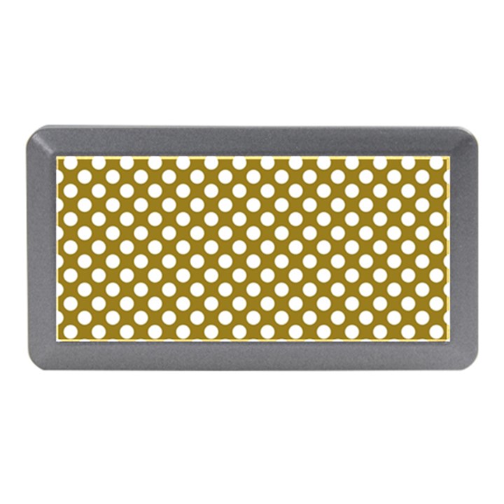 Gold polka dots patterm, retro style dotted pattern, classic white circles Memory Card Reader (Mini)