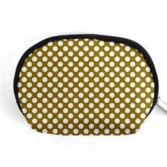 Gold Polka Dots Patterm, Retro Style Dotted Pattern, Classic White Circles Accessory Pouch (medium) by Casemiro