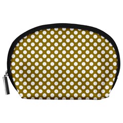 Gold Polka Dots Patterm, Retro Style Dotted Pattern, Classic White Circles Accessory Pouch (large) by Casemiro