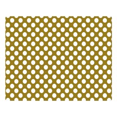 Gold Polka Dots Patterm, Retro Style Dotted Pattern, Classic White Circles Double Sided Flano Blanket (large)  by Casemiro