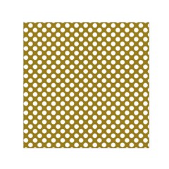 Gold Polka Dots Patterm, Retro Style Dotted Pattern, Classic White Circles Small Satin Scarf (square) by Casemiro