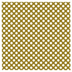 Gold Polka Dots Patterm, Retro Style Dotted Pattern, Classic White Circles Wooden Puzzle Square by Casemiro