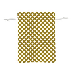 Gold Polka Dots Patterm, Retro Style Dotted Pattern, Classic White Circles Lightweight Drawstring Pouch (m) by Casemiro