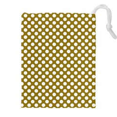 Gold Polka Dots Patterm, Retro Style Dotted Pattern, Classic White Circles Drawstring Pouch (4xl)