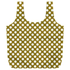 Gold Polka Dots Patterm, Retro Style Dotted Pattern, Classic White Circles Full Print Recycle Bag (xxl) by Casemiro