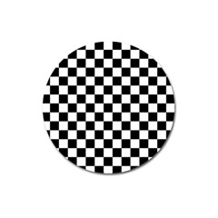 Black And White Chessboard Pattern, Classic, Tiled, Chess Like Theme Magnet 3  (round) by Casemiro