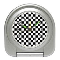 Black And White Chessboard Pattern, Classic, Tiled, Chess Like Theme Travel Alarm Clock by Casemiro