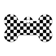 Black And White Chessboard Pattern, Classic, Tiled, Chess Like Theme Dog Tag Bone (two Sides) by Casemiro