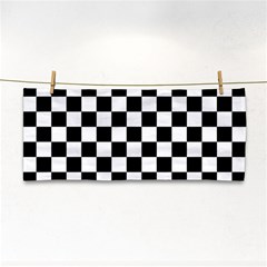 Black And White Chessboard Pattern, Classic, Tiled, Chess Like Theme Hand Towel by Casemiro