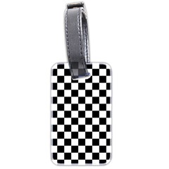 Black And White Chessboard Pattern, Classic, Tiled, Chess Like Theme Luggage Tag (two Sides) by Casemiro