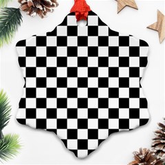 Black And White Chessboard Pattern, Classic, Tiled, Chess Like Theme Snowflake Ornament (two Sides) by Casemiro