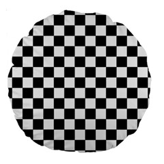 Black And White Chessboard Pattern, Classic, Tiled, Chess Like Theme Large 18  Premium Round Cushions by Casemiro