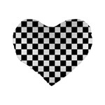 Black and white chessboard pattern, classic, tiled, chess like theme Standard 16  Premium Heart Shape Cushions Back