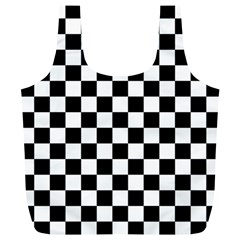 Black And White Chessboard Pattern, Classic, Tiled, Chess Like Theme Full Print Recycle Bag (xl) by Casemiro