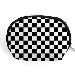 Black And White Chessboard Pattern, Classic, Tiled, Chess Like Theme Accessory Pouch (medium) by Casemiro