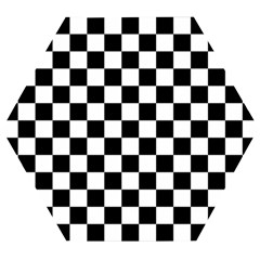 Black And White Chessboard Pattern, Classic, Tiled, Chess Like Theme Wooden Puzzle Hexagon by Casemiro