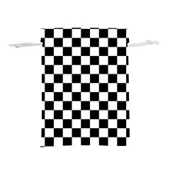 Black And White Chessboard Pattern, Classic, Tiled, Chess Like Theme Lightweight Drawstring Pouch (s) by Casemiro