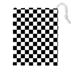 Black And White Chessboard Pattern, Classic, Tiled, Chess Like Theme Drawstring Pouch (4xl) by Casemiro