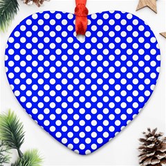 Dark Blue And White Polka Dots Pattern, Retro Pin-up Style Theme, Classic Dotted Theme Ornament (heart) by Casemiro