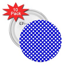 Dark Blue And White Polka Dots Pattern, Retro Pin-up Style Theme, Classic Dotted Theme 2 25  Buttons (10 Pack)  by Casemiro