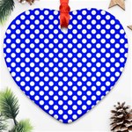 Dark blue and white polka dots pattern, retro pin-up style theme, classic dotted theme Heart Ornament (Two Sides) Front