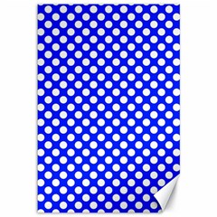 Dark Blue And White Polka Dots Pattern, Retro Pin-up Style Theme, Classic Dotted Theme Canvas 12  X 18  by Casemiro