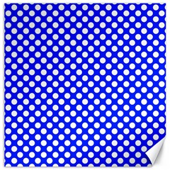 Dark Blue And White Polka Dots Pattern, Retro Pin-up Style Theme, Classic Dotted Theme Canvas 16  X 16  by Casemiro