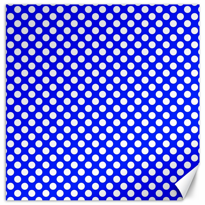 Dark blue and white polka dots pattern, retro pin-up style theme, classic dotted theme Canvas 16  x 16 