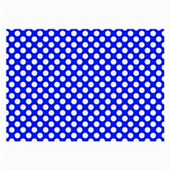 Dark Blue And White Polka Dots Pattern, Retro Pin-up Style Theme, Classic Dotted Theme Large Glasses Cloth by Casemiro